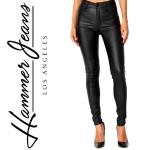 Hammer Jeans Skinny Black Faux Leather Sz Junior 11 women’s 6